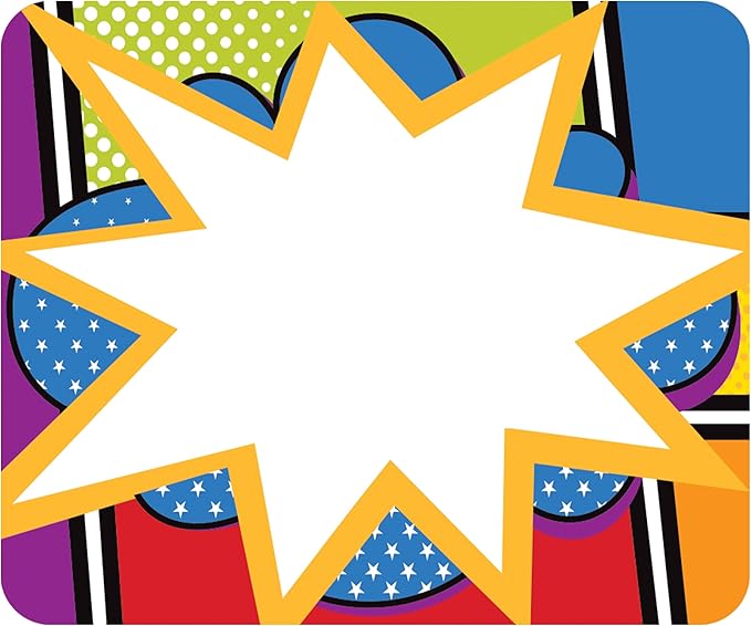 Carson Dellosa Super Power 40PC Name Tags, Superhero Comic Book Nametags, Daycare Labels, Locker Organization, Hello My Name is Stickers, Back to School Decor, Classroom Essentials, Teacher Supplies