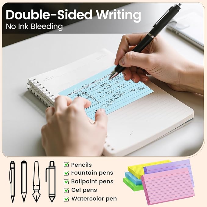 Index Cards 3x5 Inch, 500sheets, Flash Cards,Ruled Lined Colored Note Cards Paper For Studying, Schools Supplies, College, Office And Home Organization, Note Taking Supplies