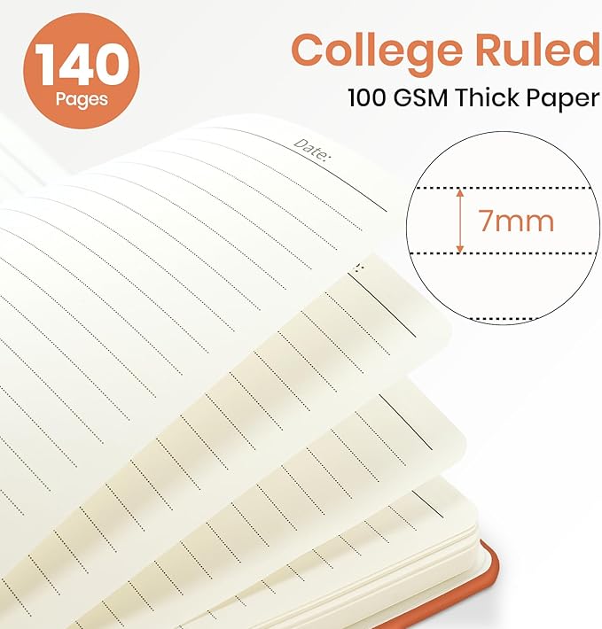 Lined Spiral Journal Notebook for Women, A5 College Ruled Journals for Writing, Hardcover Notebooks for Work, Note taking and Office School Supplies,140 Pages - Coral