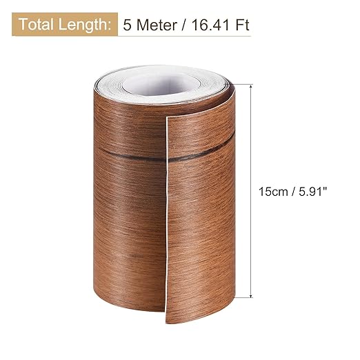 uxcell Wood Grain Tape, 5.91" x16 Ft Wall Paper Border Sticker Self-Adhesive Wood Grain Repair Patch with Scraper for Wall Corner Table Door Sofa Furniture Home Decor (Red Oak)