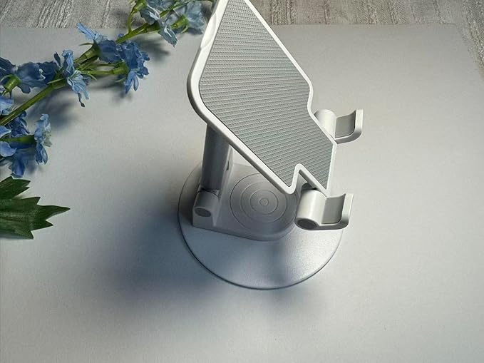 Cell Phone Stand, 360 Rotating Phone Stand, Fully Adjustable and Foldable Desktop Phone Stand. The Base of The Stand is Suitable for All Types of Mobile Phones. (White)
