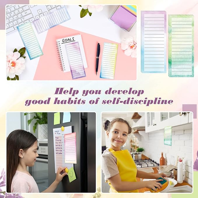Teling 16 Pcs Magnetic Notepads Grocery List for Refrigerator Magnetic Shopping List to Do Planning Memo Pad for Fridge Refrigerator School Office Home(Watercolour)
