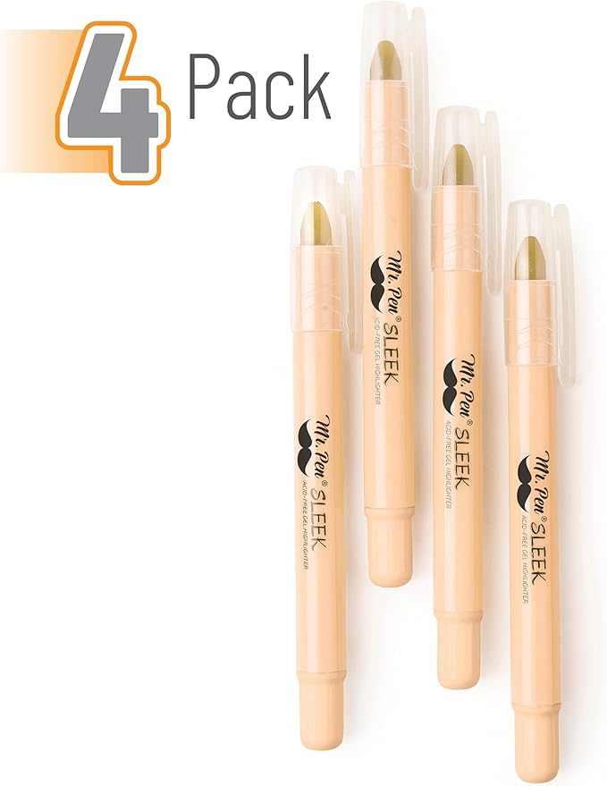 Mr. Pen- Gel Highlighters, 4 Pack, Cream, Bible Highlighters for Bibles That Do Not Bleed