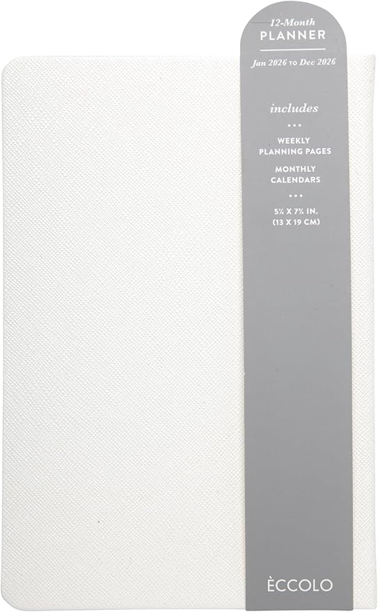 WORLD TRAVELER 2026 Planner - Weekly and Monthly Planner - 6x8 Planning Notebook & Calendar Agenda with Pen, White/Ivory