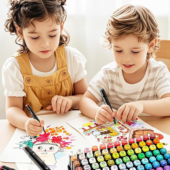 Alcohol Markers 168 Colors with Base Dual Tip Art Drawing Markers for Anime Sketch Illustrations - Refillable