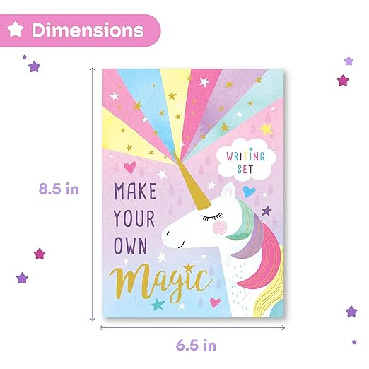 Stationery Set for Girls by Jewelkeeper - Unicorn Writing Kit - Colorful Stationary Set with Paper, Envelopes, and Stickers - Suitable for Creative Kids and Pen Pals