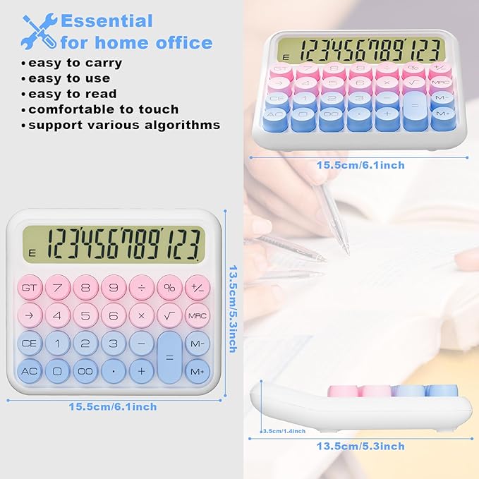 DECKLIT Battery Desk Calculator - 12 Digit Extra Large 5-Inch LCD Display, Big Buttons Easy to Press, 15 Tilt Screen (Green)
