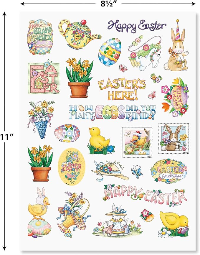 Current Mary Engelbreit Easter Sticker Variety Pack - 2 Sheets, 60 Assorted Stickers for Kids, Teachers, School, Scrapbooking, Journals, Monthly Planners, Calendars, Holiday Crafts & Greeting Cards