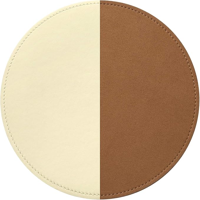 Besezx PU Leather Mouse Pad with Stitched Edge Micro-Fiber Base with Non-Slip Waterproof，Mouse Pad for Computers，Laptop，9 x 9 Inch (Rose Gold)
