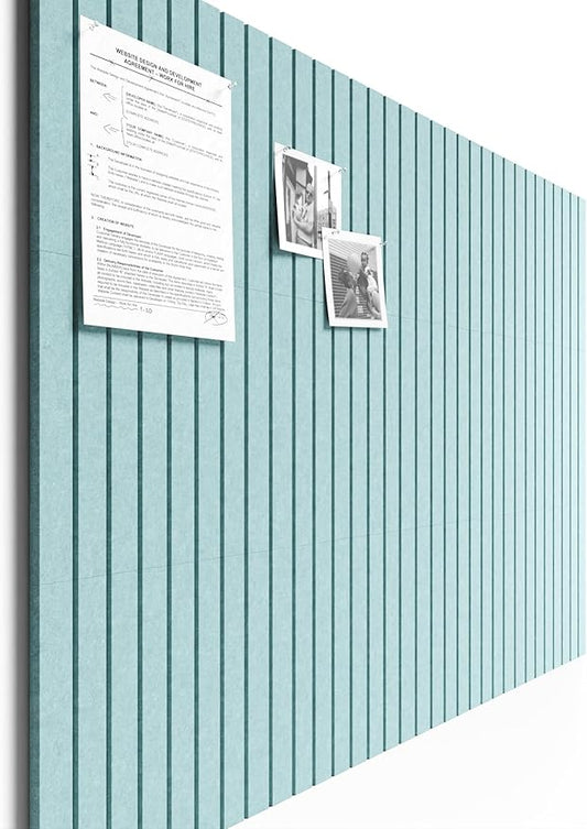 Bumusty Large Cork Board Alternative-48 x 36" Felt Bulletin Board Tiles, with 30 Pushpins, 70 Adhesive Tabs, 12-Pack Slat Wall Paneling, Cork Boards for Office Push Pin Board Felt Board-Aqua Blue