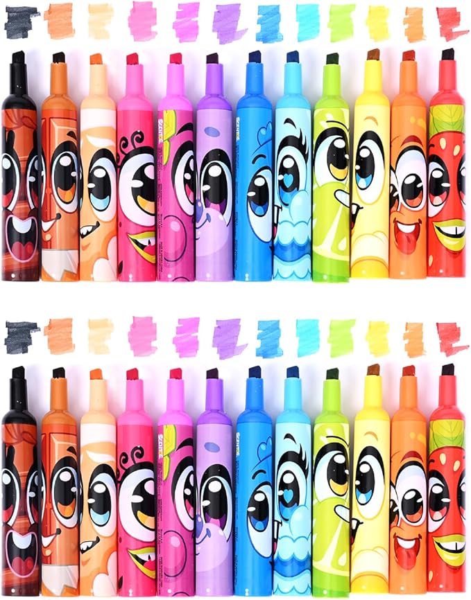 Scentos Fruit Scented Chisel Tip Markers, 24 Pack, Kid Approved, Super Washable, for Posters and Science Fairs, Assorted Colors