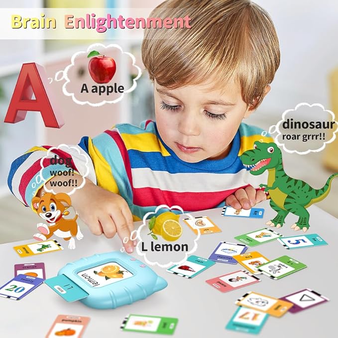 252 Sight Words Talking-Flash-Cards, Valentine's Day Birthday Gifts for Boys 1 2 3 4 5 6 Year Old, Educational Montessori Toys, Pocket Speech Language Learning Toys for Toddlers Ages 1-6, Blue