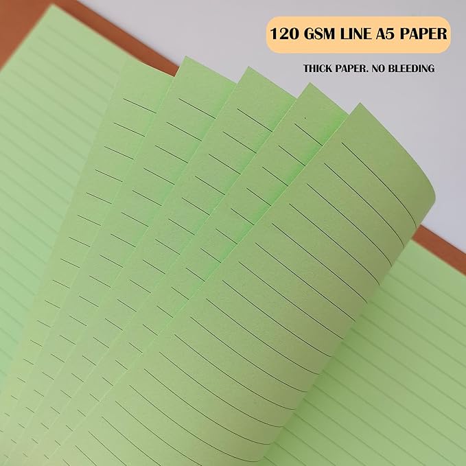 A5 Colorful Lined Filler Paper, 6-Hole Punched, 120GSM Loose-Leaf Paper and Planner Inserts for Notebooks, Journals, and Study Notes,50 Sheets/100 Pages