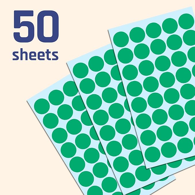 2000 Pack, 3/4" Round Dot Stickers Circle Labels - Green