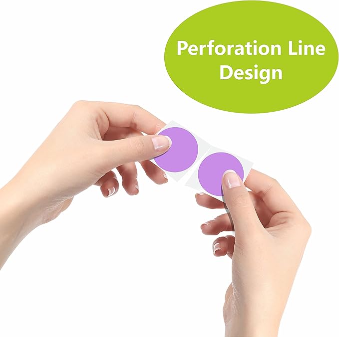1500 PCS Purple Round Color Coding Circle Dots Inventory Stickers Labels with Perforation Line in Roll (Each Measures 1" in Diameter)