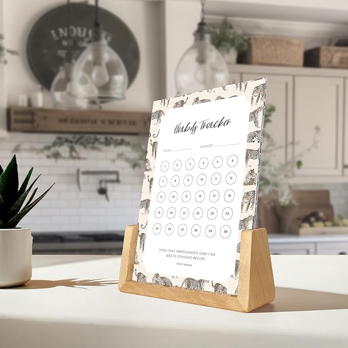 Habit Tracker Calendar - Made in USA, Designed by Local Artist, Motivational 30 day monthly challenge - Tool and gift for Productivity, Self-growth (Habit Tracker-Animal, U-Stand)