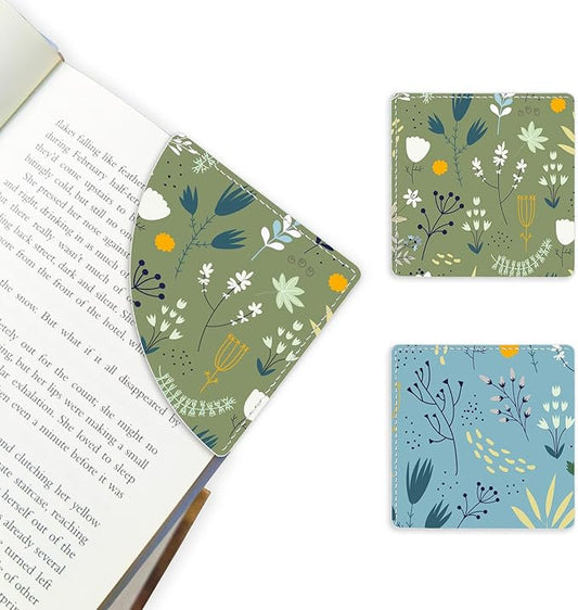 2 Pack Flower Leather Book Corner Bookmark, Durable Handmade Reading Accessories - Gifts for Readers, Women, Men, Teachers, Students 5