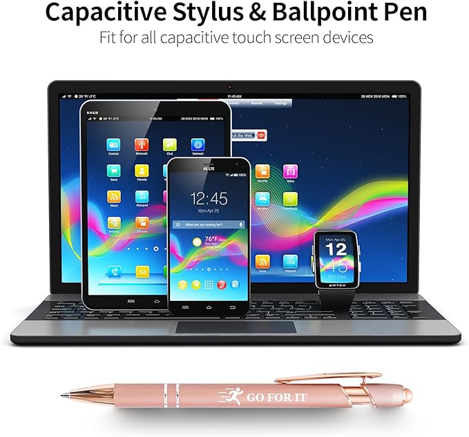 15 Pack Motivational Pen Set - Inspirational Quotes Retractable Ballpoint Pens for Office School Supplies, Encouragement Gifts for Women Men, RoseGold
