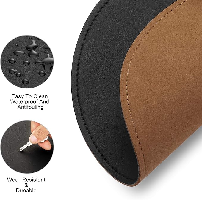Besezx PU Leather Mouse Pad with Stitched Edge Micro-Fiber Base with Non-Slip Waterproof，Mouse Pad for Computers，Laptop，9 x 9 Inch (Rose Gold)