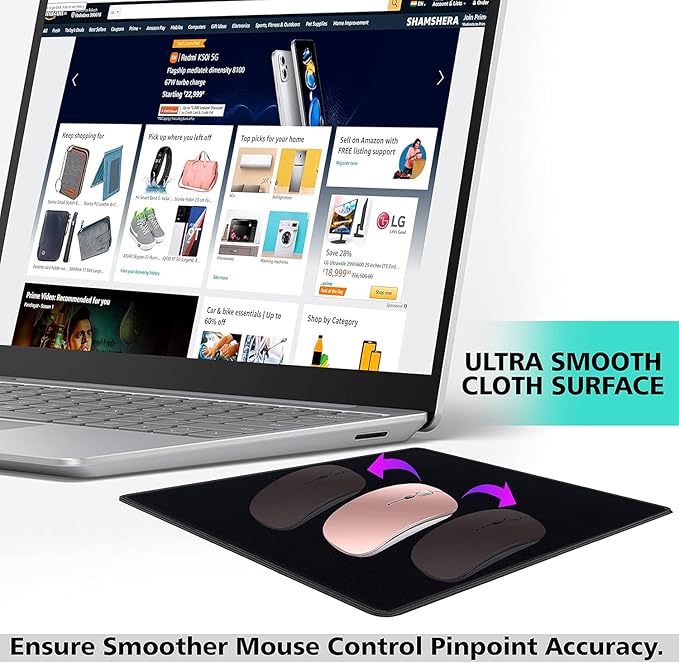 SaiTech IT 5 Pack 2mm Mouse Pad with Stitched Edges Non-Slip Rubber Base, Premium-Textured and Waterproof Mousepads Bulk, Mouse Pad for Computers, Laptop, Office & Home, 8.66 x 7.1 inch