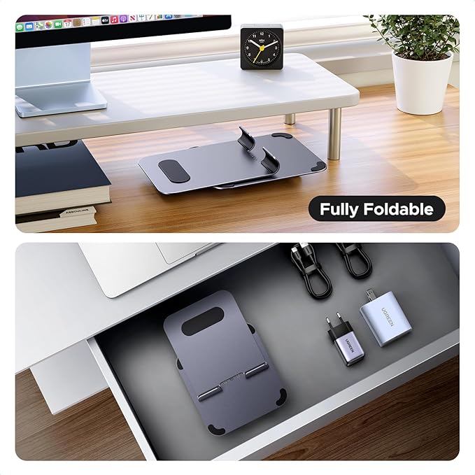 UGREEN Tablet Stand Holder for Desk 360° Rotating Base Aluminum Tablet Holder Adjustable Multi-Angle Home Office Accessories Compatible with iPad Pro Air Mini 13 12.9 11 Inch