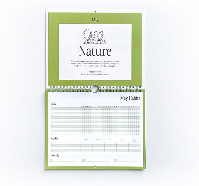 Free Period Press Habit Tracker Calendar & To Do List Planner, Spiral Bound Habit Tracker with Writable Goals, 12 Months Undated, 8"x10”