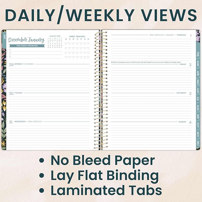 bloom daily planners 2026 Planner (January to December) - 8.5” x 11” Weekly & Monthly Dated Agenda Organizer Book with Stickers & Tabs - Flexible Soft Cover - Be Kind