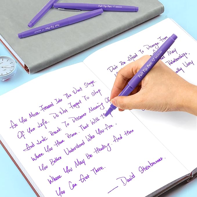 Lelix Felt Tip Pens, 60 Purple Pens, 0.7mm Medium Point, Felt Tip Markers Pens for Journaling, Writing, Note Taking, Planner, Perfect for Art Office and School Supplies