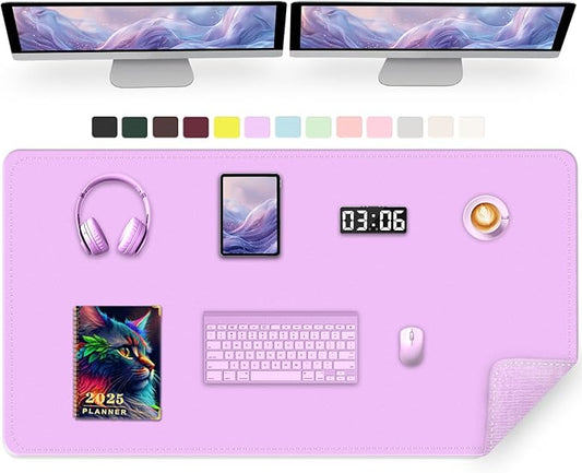 Large Desk Pad, 47.2" x 17" PU Leather Desk Mat for Desktop, Non-Slip Office Desk Mat for Desk, Desk Blotter Pad, Waterproof Computer Pad for Desk, Keyboard Mats for Home & Office (Violet)