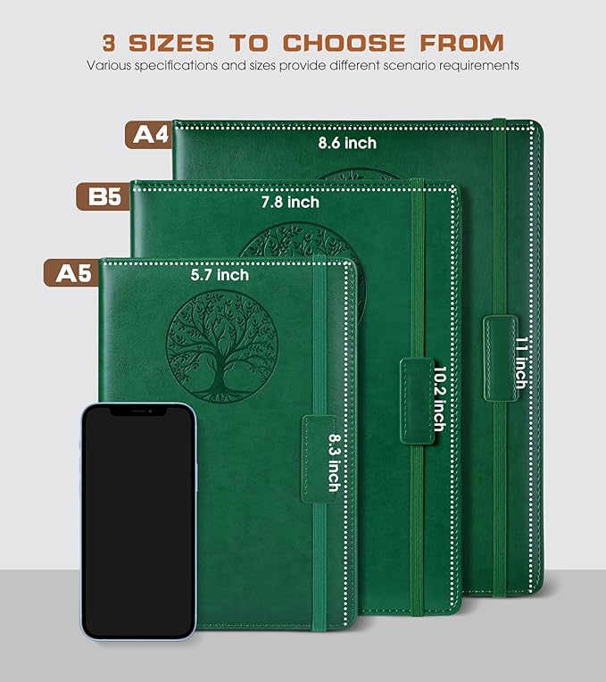 Lined Journal Notebook for Women Men,256 Pages A4 Large Hardcover Leather Journals for Writing,Travel,Business,Work,School,College Ruled Notebooks for Note Taking, Diary Notepad 8.6"×11"