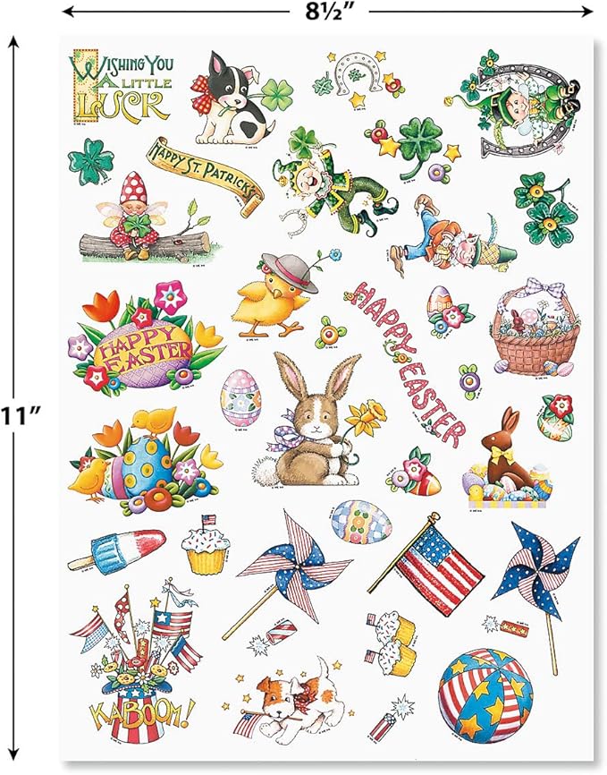 Current Mary Engelbreit Year-Round Holidays Sticker Variety Pack - 6 Sheets, 202 Assorted Stickers for Kids, Teachers, School, Scrapbooking, Journals, Planners, Calendars, Crafts & Greeting Cards