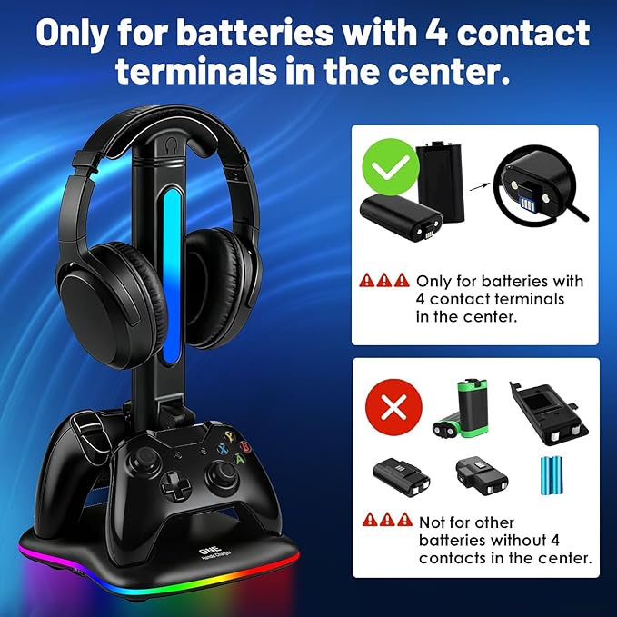 Controller Charger with RGB Headphone Stand for Xbox Series X/S/One/One S/X, XSX Controller Charger Station, Headset and Controllers Stand Holder for Xbox, Gaming Gifts for Gamers Men