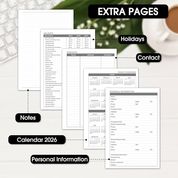 Ymumuda 2026 Planner, Daily Weekly Monthly Planner, 2026 Calendar Planner (Jan 2026 - Dec 2026), 8.4" x 6.3", Teacher School Student Work Agenda with Tabs, Ideal for School Office Supplies