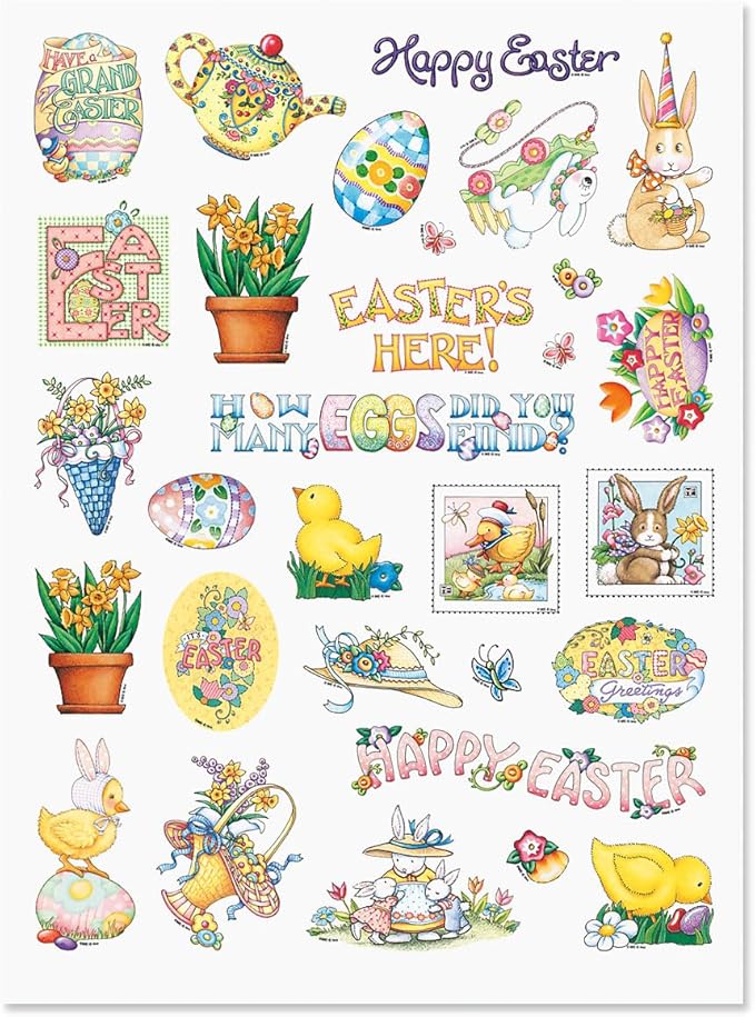 Current Mary Engelbreit Easter Sticker Variety Pack - 2 Sheets, 60 Assorted Stickers for Kids, Teachers, School, Scrapbooking, Journals, Monthly Planners, Calendars, Holiday Crafts & Greeting Cards