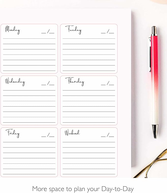 Weekly Planner Notepad Tear Off Premium 53 Thick A4 Paper Weekly Sheets, Weekly To Do List, Daily To Do List, Habit Tracker, Academic 8.5 x 11