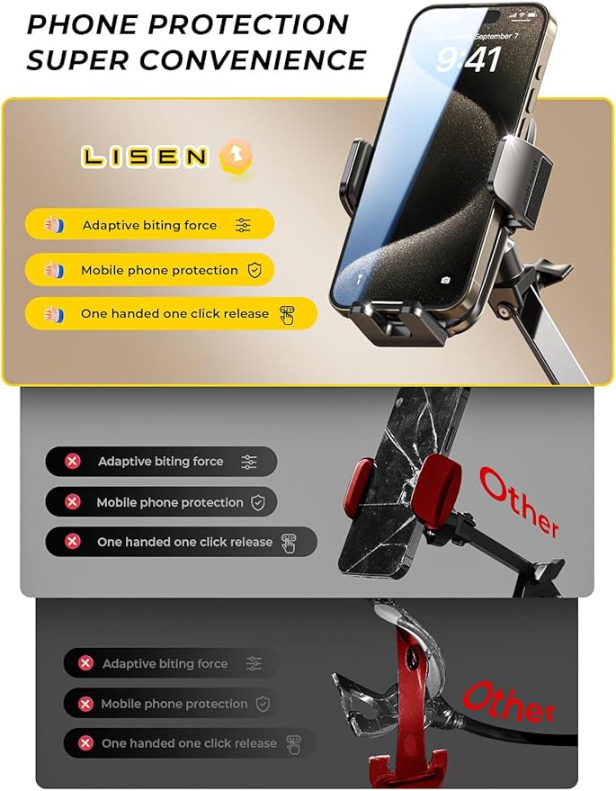 LISEN Gooseneck Phone Holder for Bed Desk [3rd Upgrade] Cell Phone Stand for Desk Bed Gaming Accessories, Gifts for Women Men Seniors Tech Mount for Recording Filming Laying Down Flexible Arm Clamp
