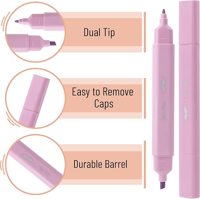 Mr. Pen- Aesthetic Bible Highlighters No Bleed Through Assorted Color, 8pcs, Dreamfield, Cute Highlighter Dual Tip for Journaling Supplies and School Accessories, Bible Highlighters and Pens No Bleed