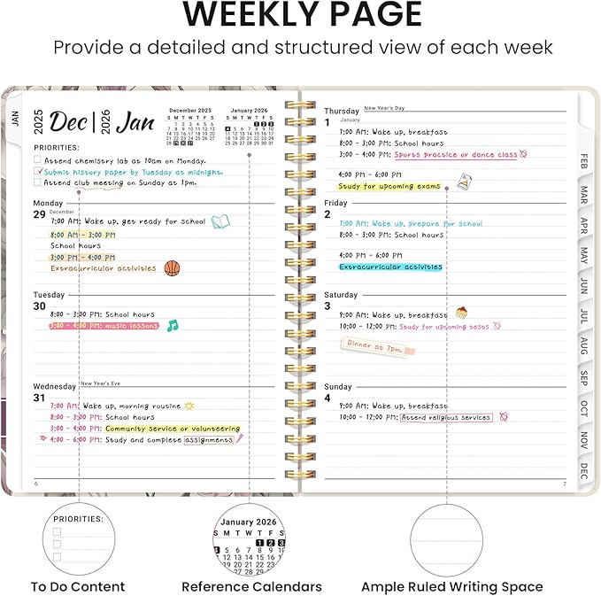 2026 Planner, Aesthetic Weekly and Monthly Planner for Women, Jan 2026 to Dec 2026, Hardcover 2026 Calendar Book with Monthly Tabs, Inner Pocket, Perfect for Office Home School - A4 (8.5" x 11"), Soft Peony