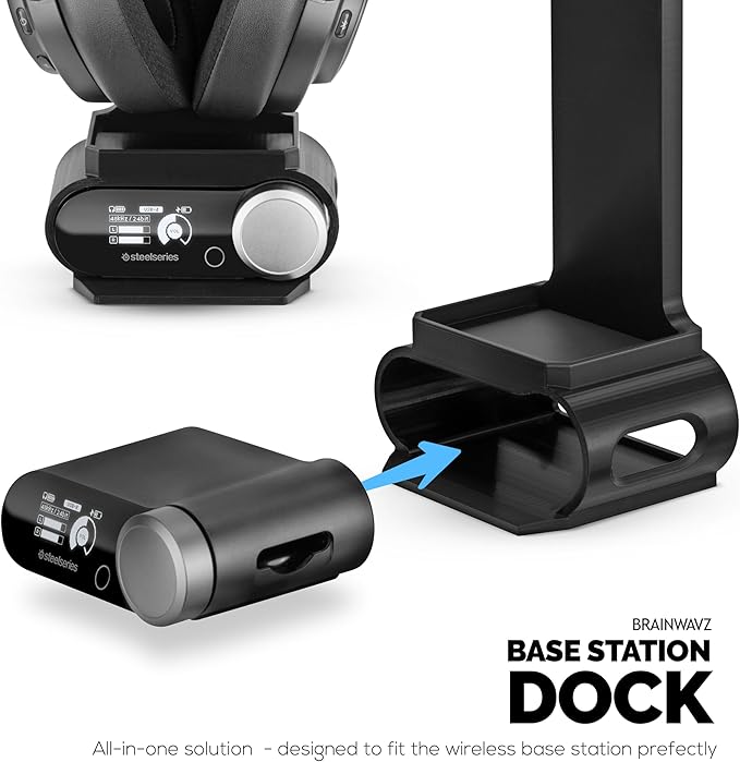 BRAINWAVZ Headphone Stand Designed for Steelseries Arctis Nova Pro Wireless Headsets with Dock for The Wireless Base Station (HPS01)