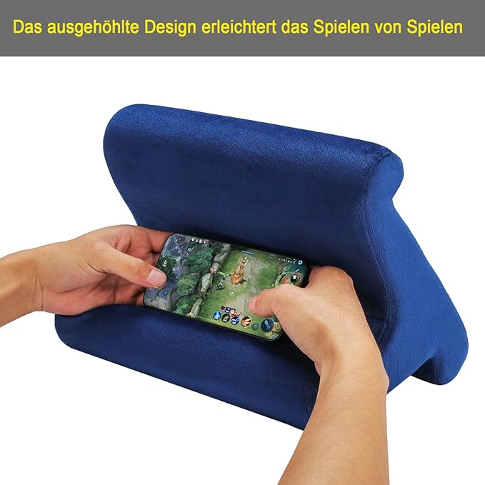 Tablet Pillow Stand Holder Dock for Bed with 3 Viewing Angles, Compatible with All Tablets,Phones and iPad Pro 9.7, 10.5,12.9 Air Mini 4 3, Kindle, E-Reader and Books(Navy)