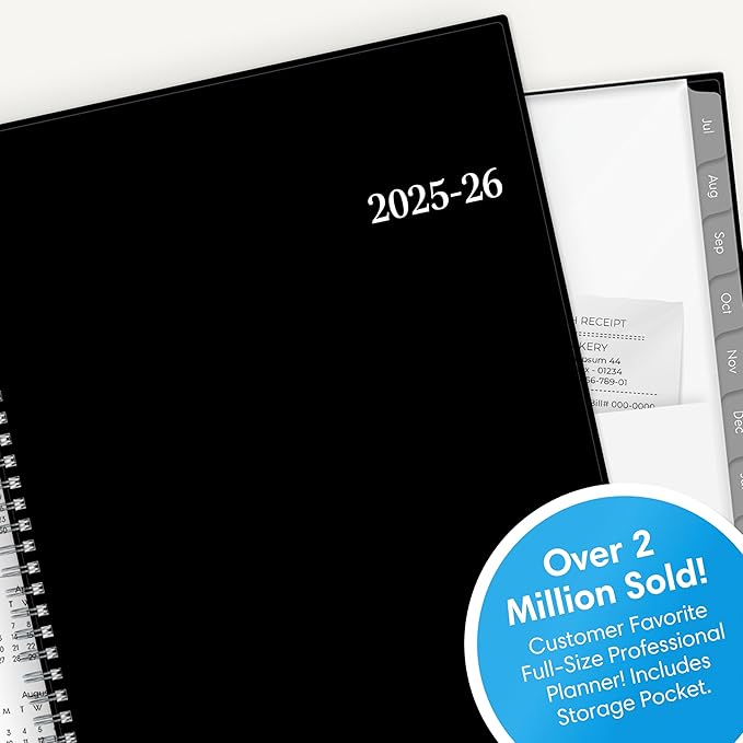 Blue Sky 2025-2026 Weekly and Monthly Academic Year Planner Calendar, July - June, 8.5" x 11", Flexible Cover, Wirebound, Laminated Tabs, Storage Pocket, Enterprise (Enterprise 2025-2026, 8.5" x 11")