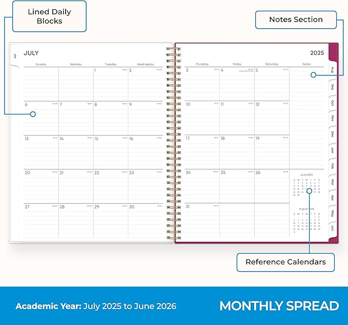 Blue Sky Weekly and Monthly Academic Year Planner Calendar, July - June, Flexible Pocket Cover, Wirebound, Storage Pocket, Laminated Tabs, Mahalo (Mahalo- 2025/2026, 8.5" x 11")