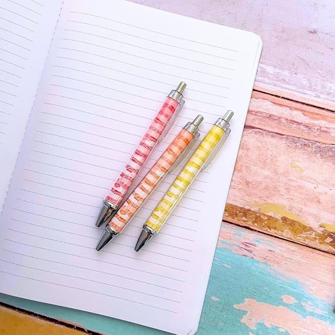 Music Pens 10 PC Unique Musical Party Favor Teacher Gift Romantic Themed Office Supplies Classroom Piano Enthusiasts Musician Cool Stationery Rainbow Vibes Bulk Perfect for Student Journals
