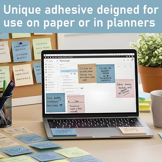 48 Pack Pop Up Sticky Notes 3x3, 8 Bright Colors Accordion Sticky Notes Bulk, Self Sticky Notes Pads for School, Office Supplies, Desk Accessories, Morandi