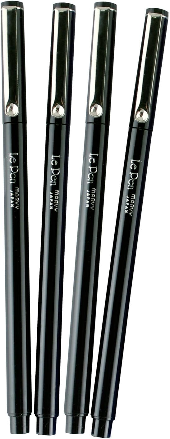 Uchida Of America 4300-4B 4-Piece 0.3 Point Size Le Pen Drawing Pen Set, Black