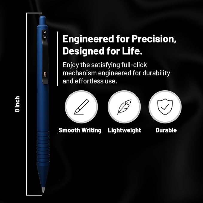 Everyman Midnight Super Matte Mini Twist Gel Pen | Compact Refillable 0.7mm Gel Pen with Twist Mechanism | Durable Metal EDC Writing Tool for Travel, Office, Work & Gifting