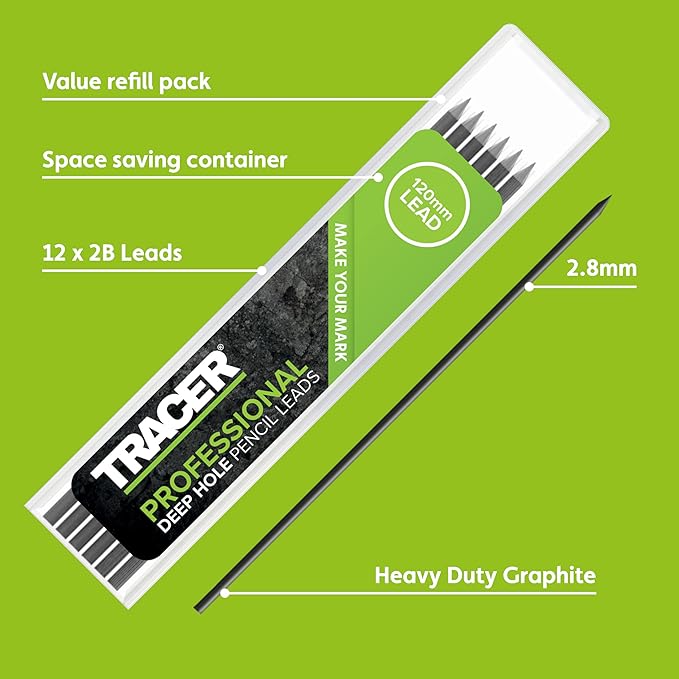 Tracer 12 x 2.8mm Graphite Leads Pencil - Replacement Lead Set