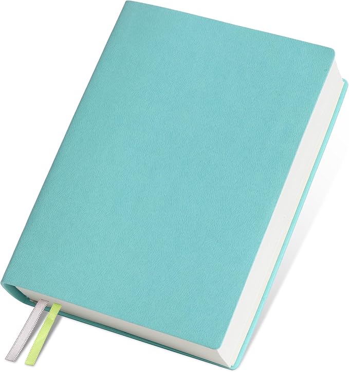 DreamDove Thick Blank Journal Notebook 400Pages Hardcover Sketch Book Notebook Blank Journal Unlined No Lines Soft Leather Cover A6 (3.9 × 5.5) Journal Leather Notepad Drawing Book Memo Writing Sketch Pad Diary Notebook (Light Cyan-400 Page)