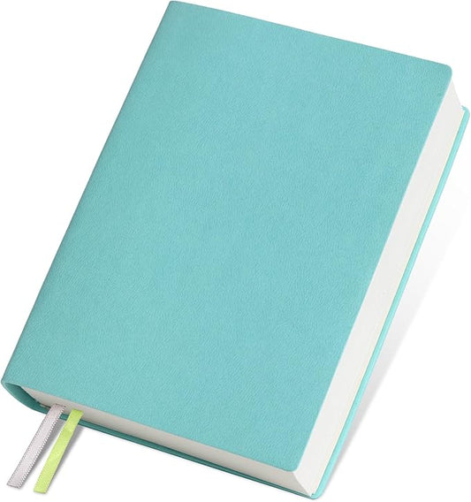 DreamDove Thick Blank Journal Notebook 400Pages Hardcover Sketch Book Notebook Blank Journal Unlined No Lines Soft Leather Cover A6 (3.9 × 5.5) Journal Leather Notepad Drawing Book Memo Writing Sketch Pad Diary Notebook (Light Cyan-400 Page)