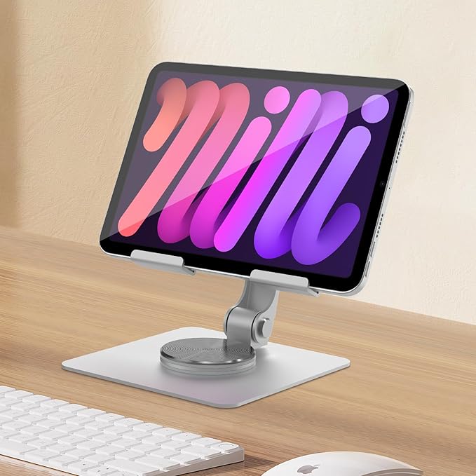TIGRIS Tablet Stand 360° Rotating,Adjustable & Foldable, Super Sturdy Super Stable & Portable Tablet Holder for Office, Kitchen Compatible with iPad9.7,10.5,12.9, iPad Pro 11/12.9/13Air/Mini/Pro